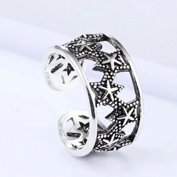 Minimalist 925 Sterling Silver Star Ring Celestial Star Vintage Ring - Picture 6 of 7